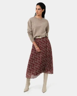 Forcast Rema Floral Pleated Skirt Red Floral Discount