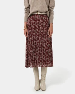 Forcast Rema Floral Pleated Skirt Red Floral Discount