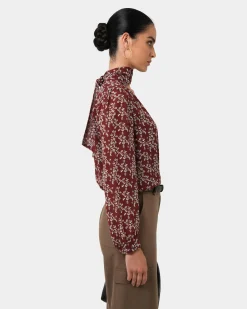 Forcast Rema Floral Tie Blouse Red Floral Online
