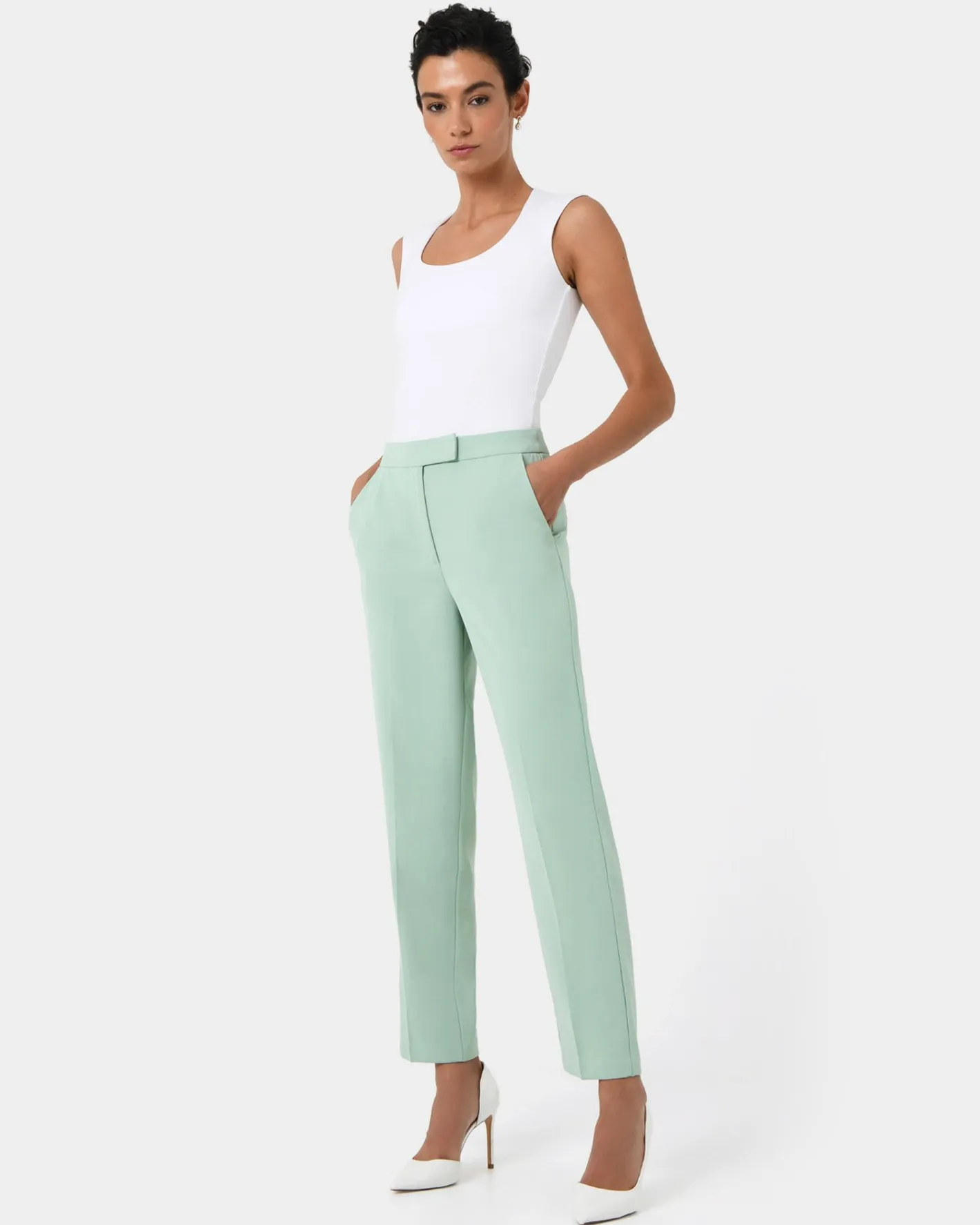 Forcast Renee Slim Leg Pants Pastel Sage Best