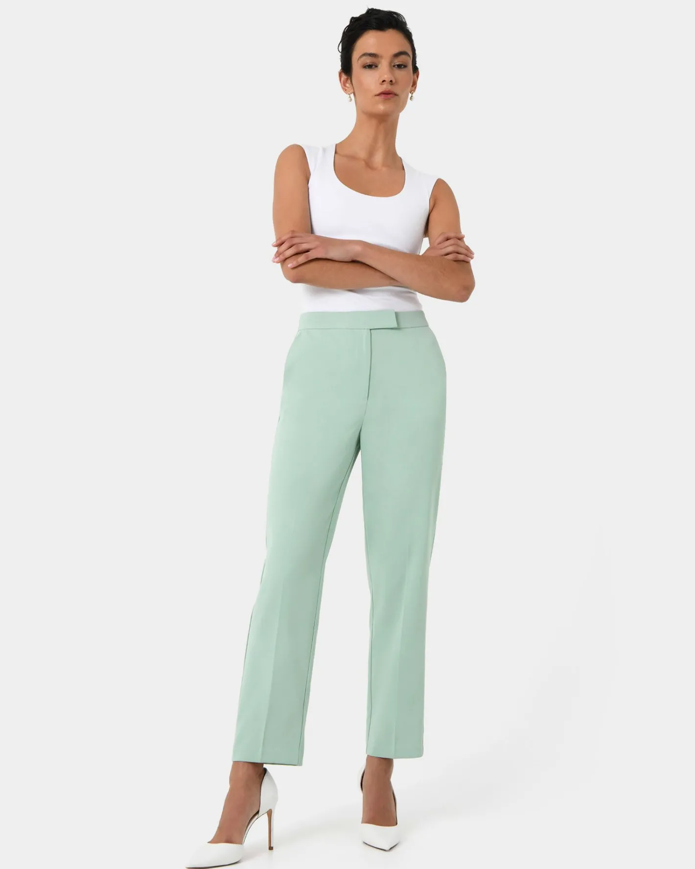 Forcast Renee Slim Leg Pants Pastel Sage Best