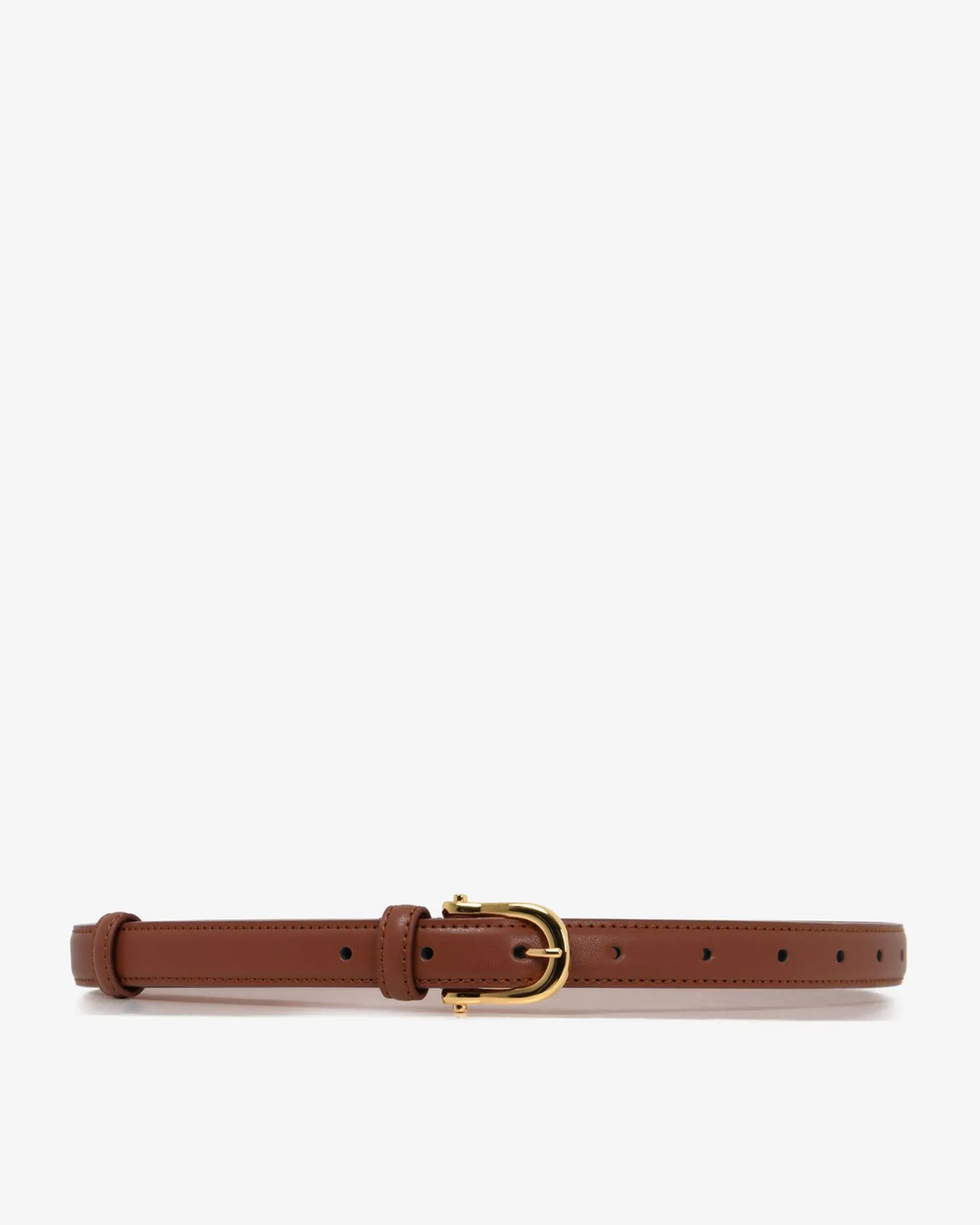 Forcast Rhiannon Leather Belt Dark Tan Gold Best