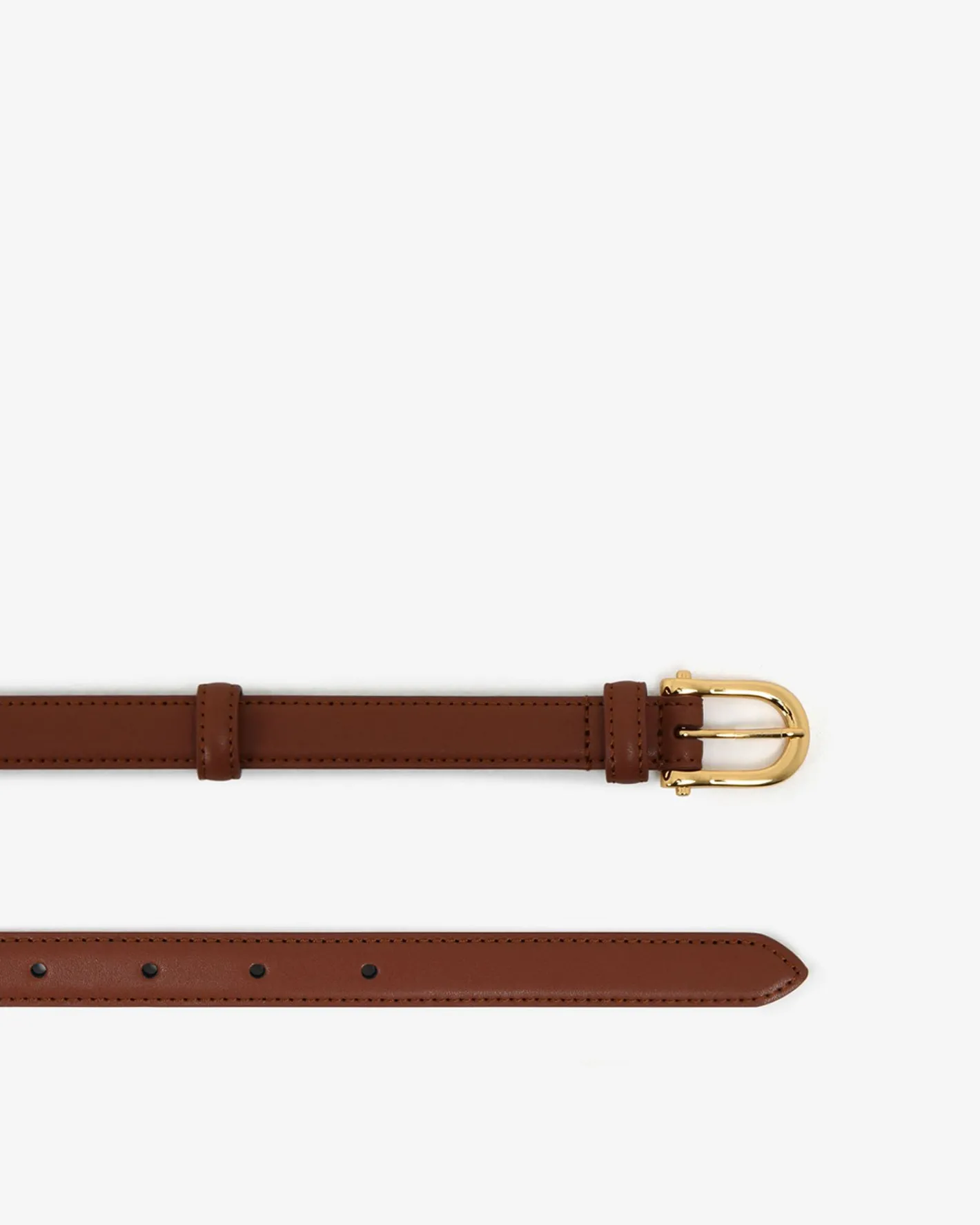 Forcast Rhiannon Leather Belt Dark Tan Gold Best