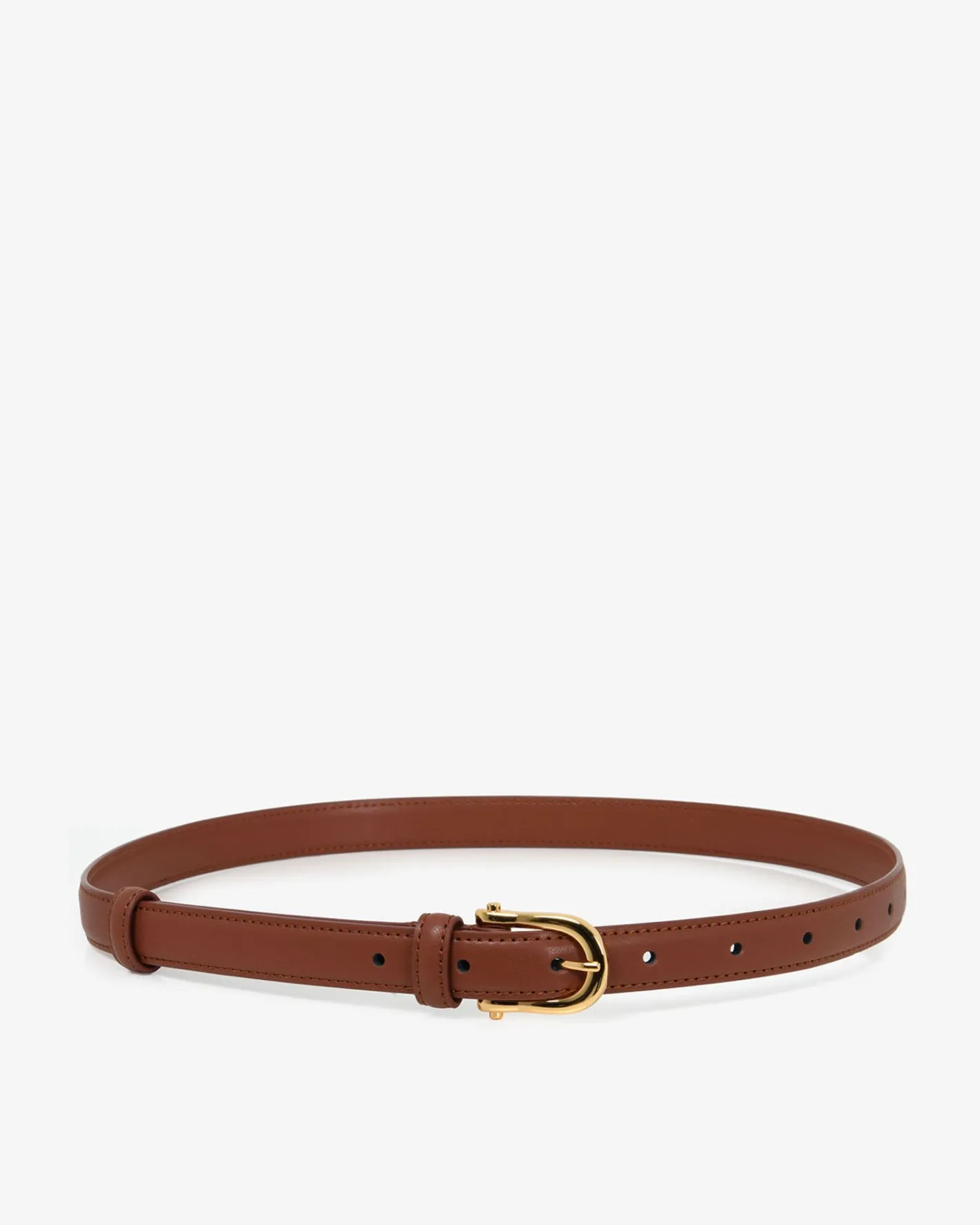 Forcast Rhiannon Leather Belt Dark Tan Gold Best