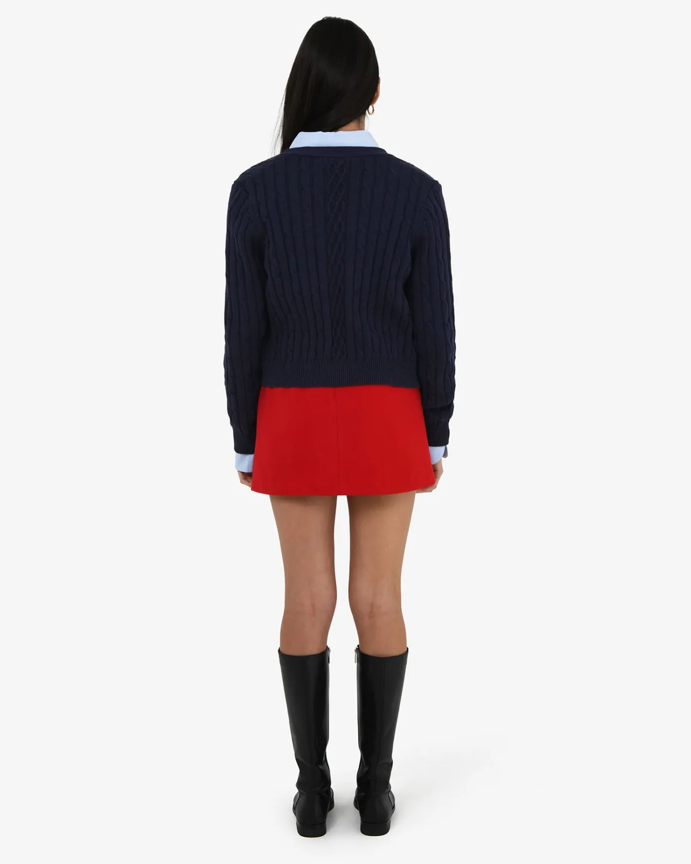 Forcast Rhodes Cable Knit Cardigan Navy Clearance