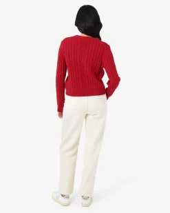 Forcast Rhodes Cable Knit Cardigan Red Outlet