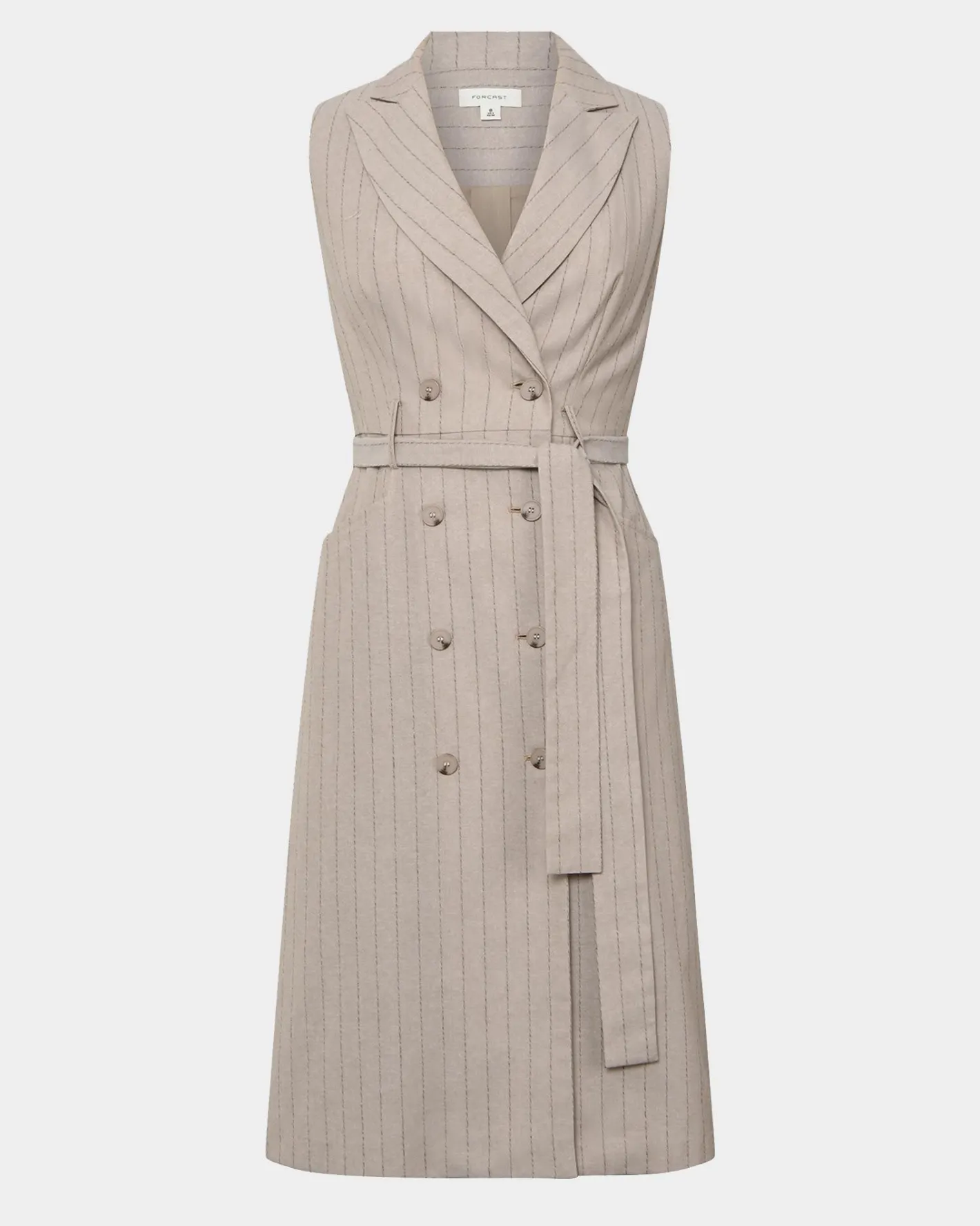 Forcast Ria Stripe Cotton Blend Dress Beige Brown Online