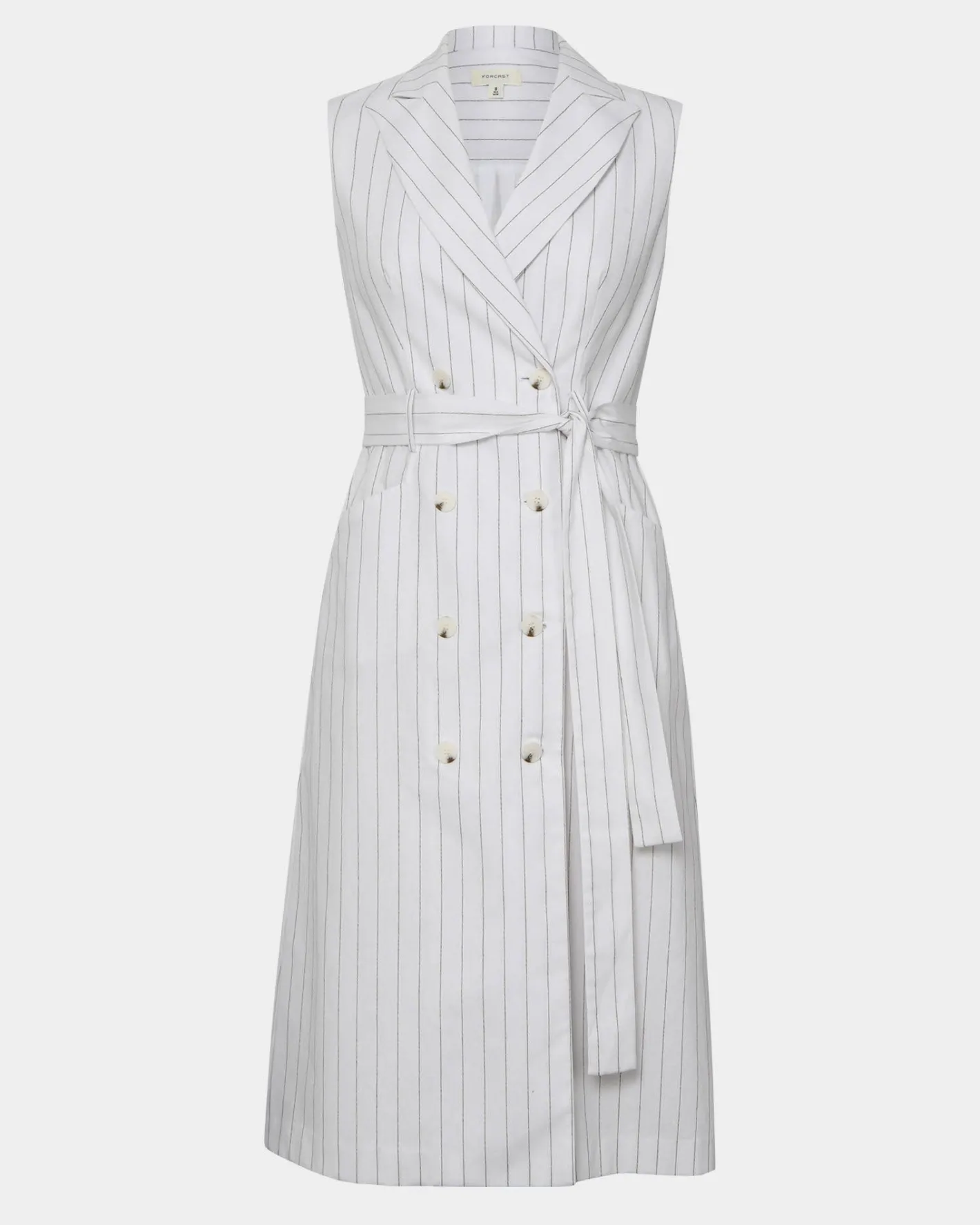 Forcast Ria Stripe Cotton Blend Dress Ivory Brown New
