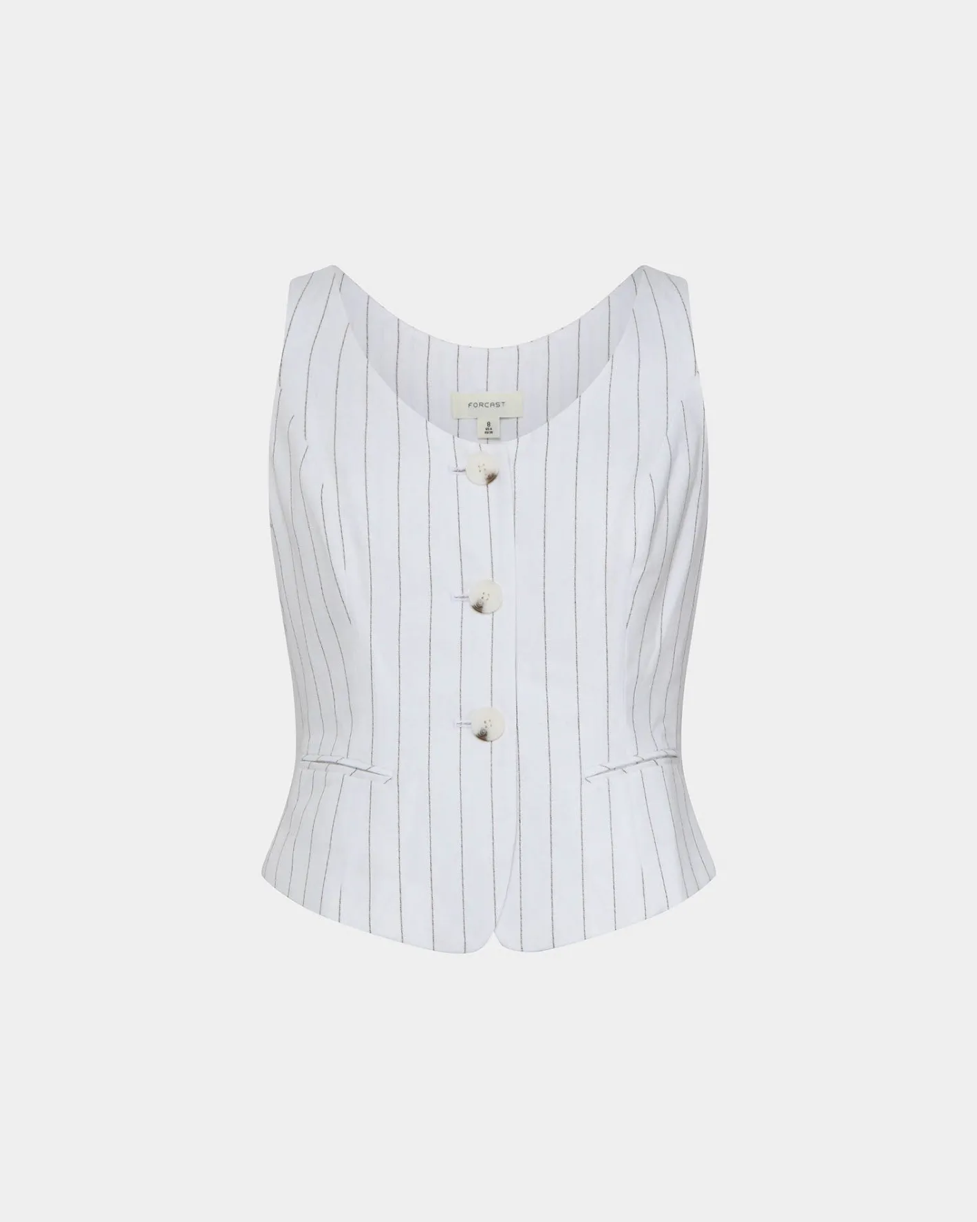 Forcast Ria Stripe Cotton Blend Vest Ivory Brown Best
