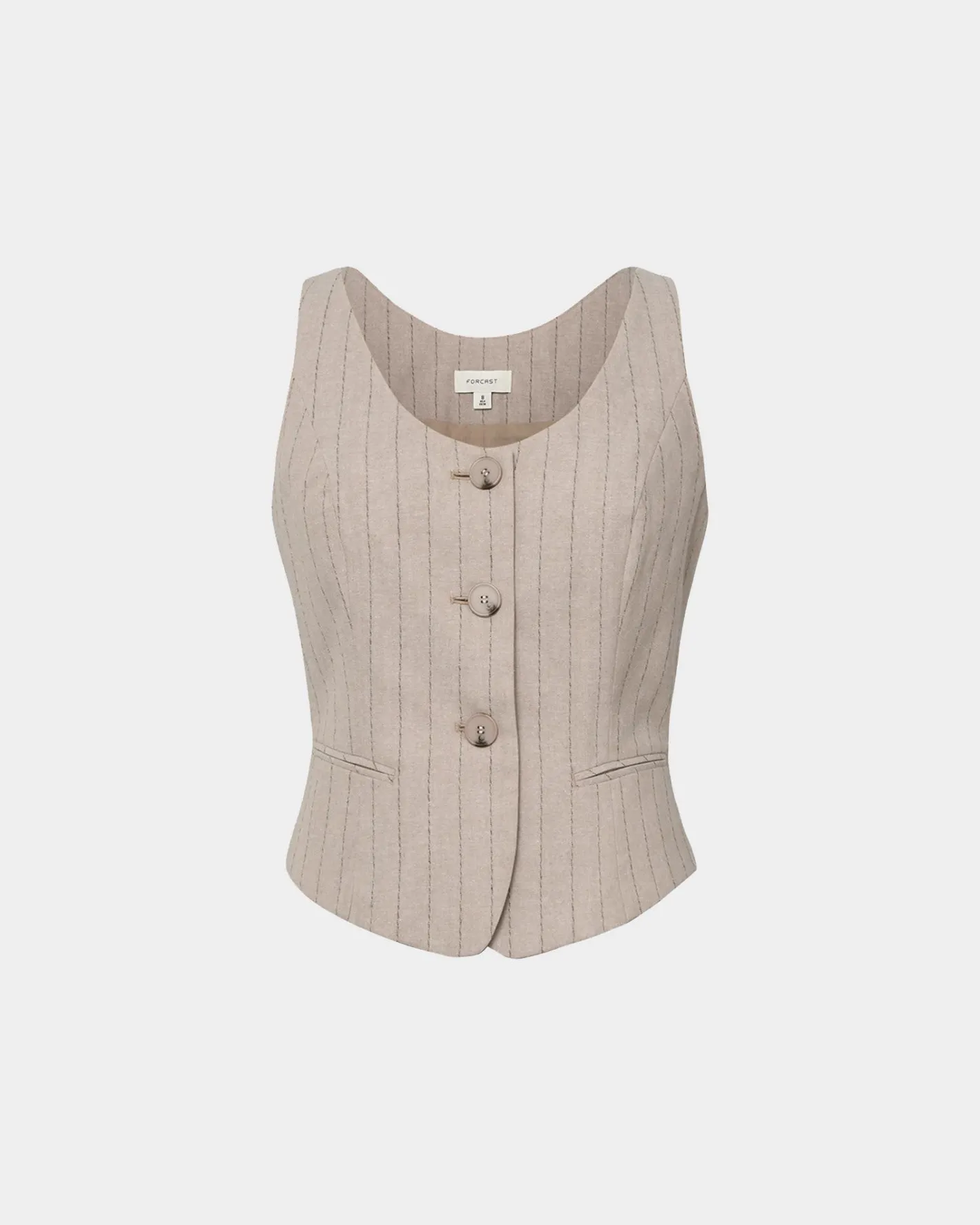 Forcast Ria Stripe Cotton Blend Vest Beige Brown Sale