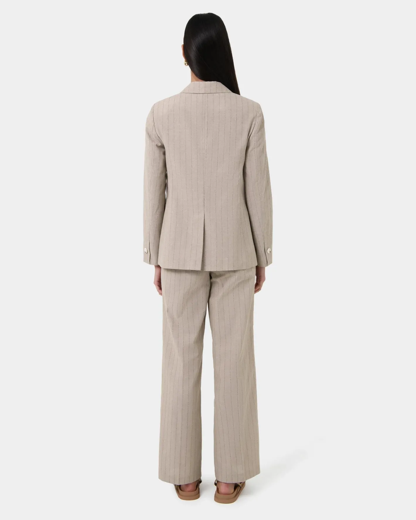 Forcast Ria Stripe Cotton Jacket Beige Brown Online