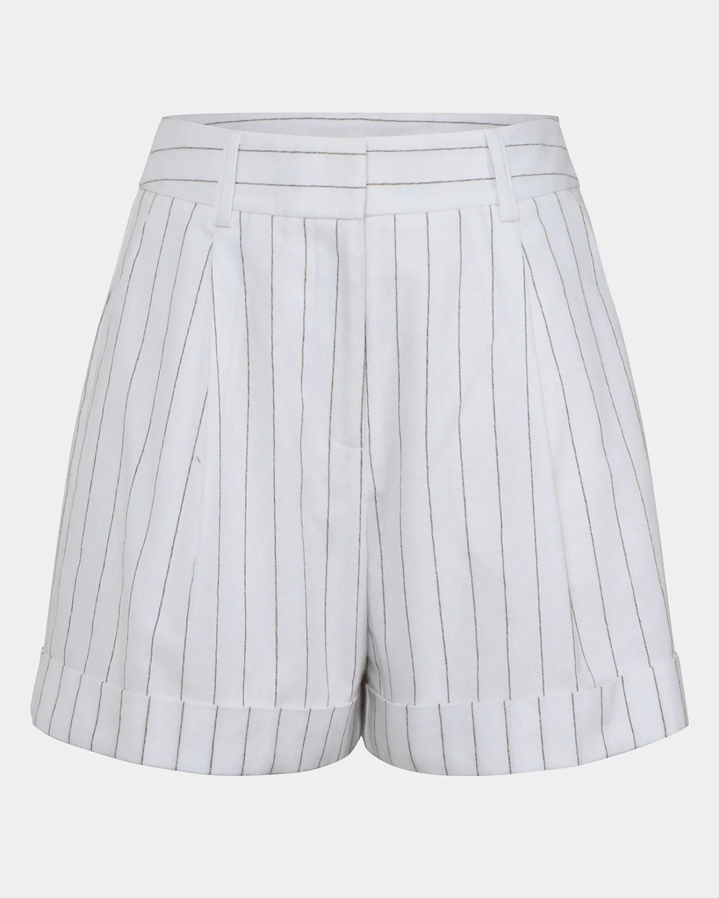 Forcast Ria Stripe Cotton Shorts Ivory Brown Discount