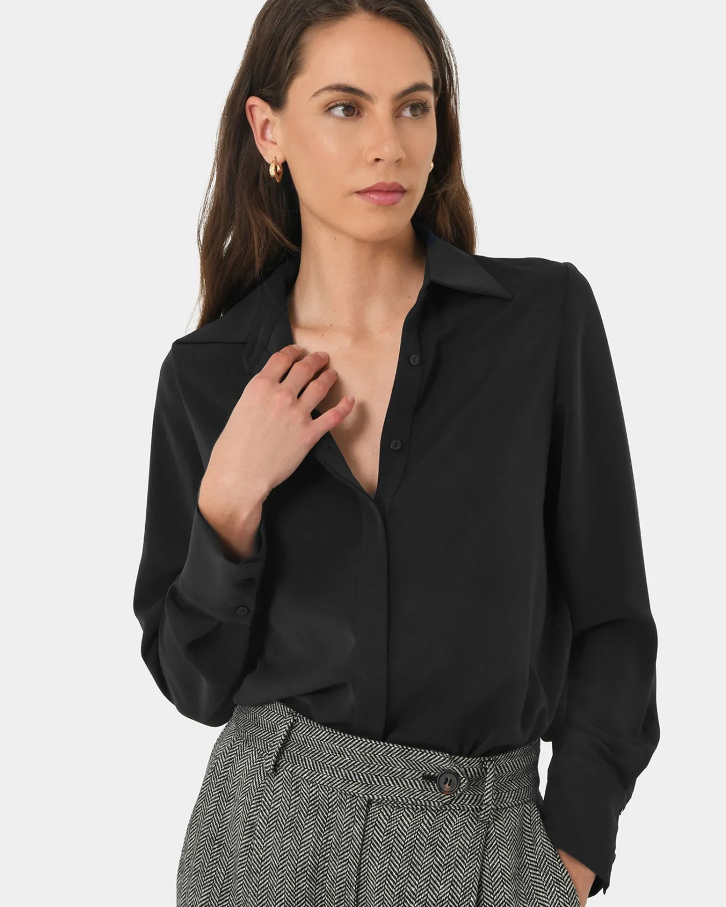 Forcast Robin Collared Blouse Black