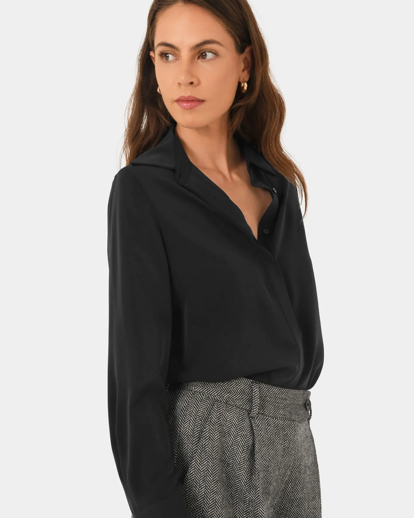 Forcast Robin Collared Blouse Black