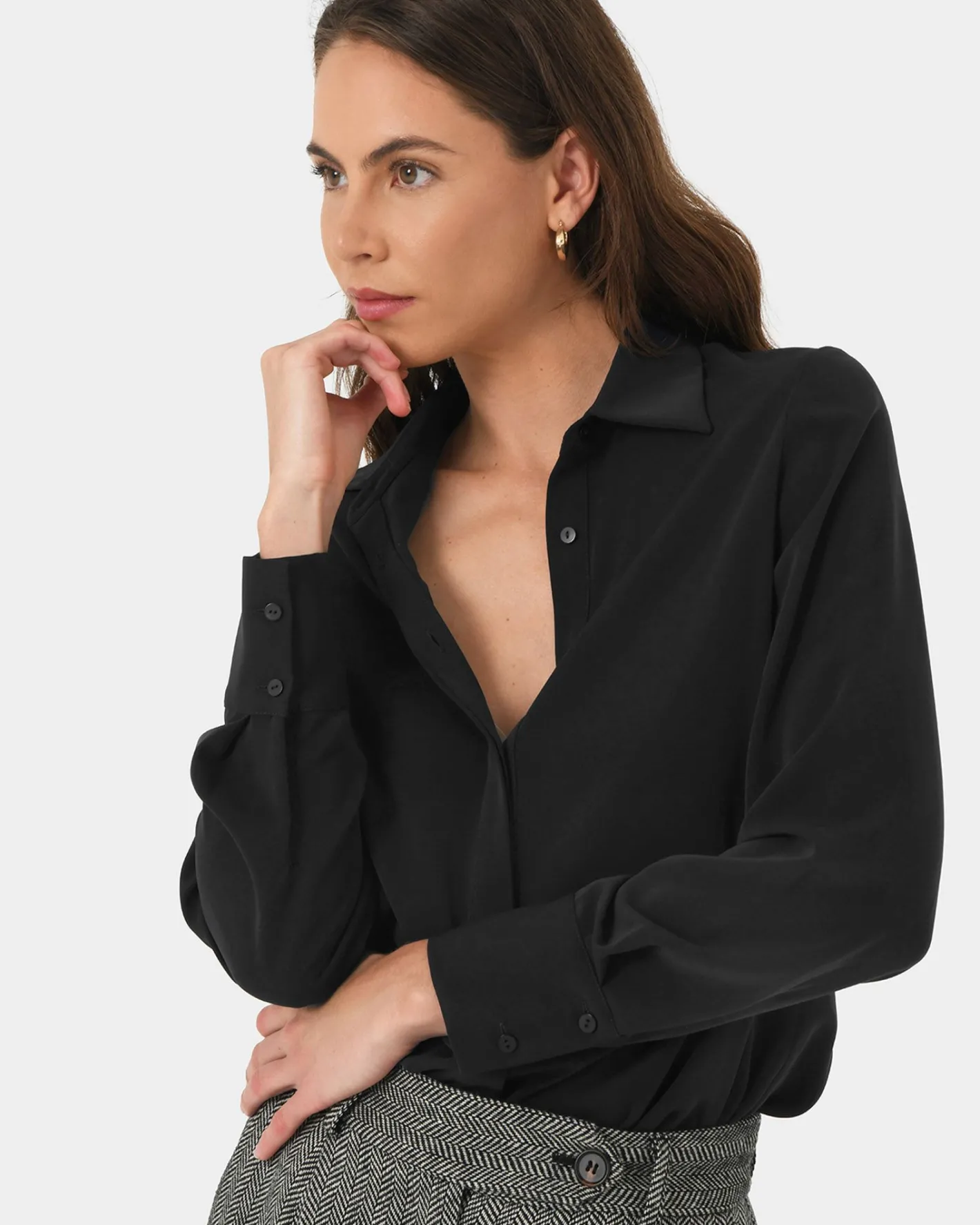 Forcast Robin Collared Blouse Black