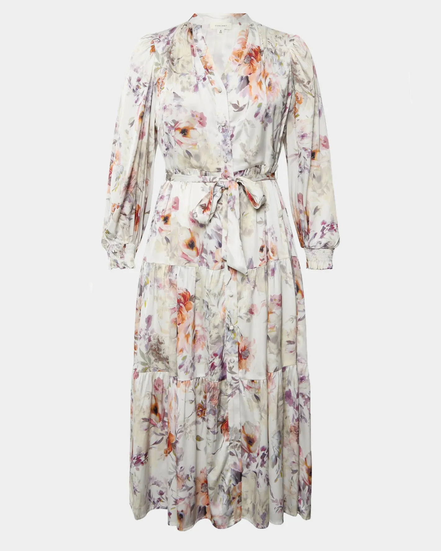 Forcast Rosy Floral Tiered Dress Cream Multi Sale