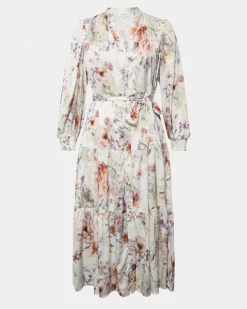 Forcast Rosy Floral Tiered Dress Cream Multi Sale
