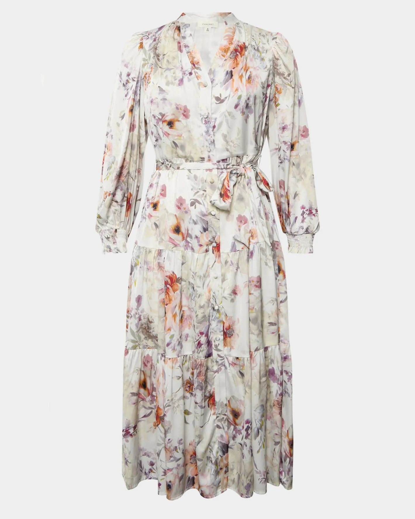 Forcast Rosy Floral Tiered Dress Cream Multi Sale