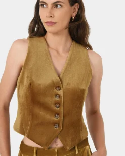 Forcast Rowan Corduroy Vest Dark Olive Hot