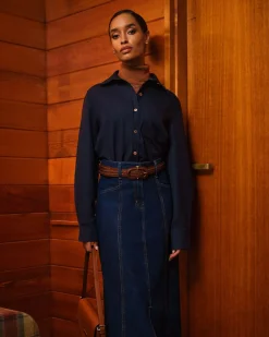 Forcast Ruka Button Shirt Dark Indigo Outlet