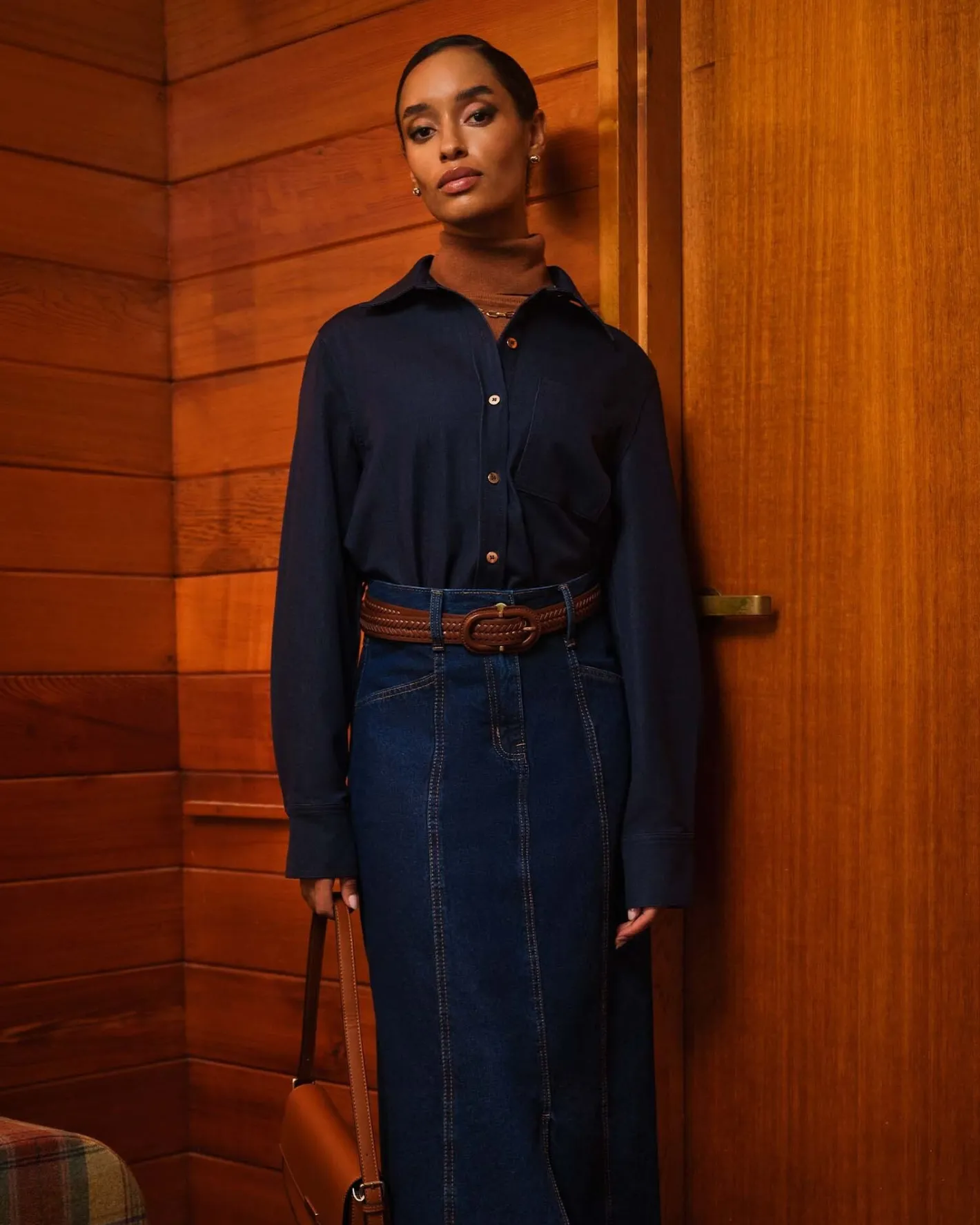 Forcast Ruka Button Shirt Dark Indigo Outlet