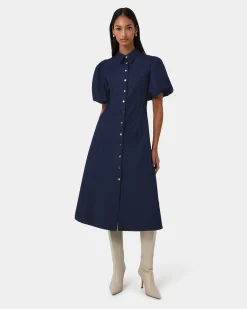 Forcast Ruka Midi Dress Dark Indigo Outlet
