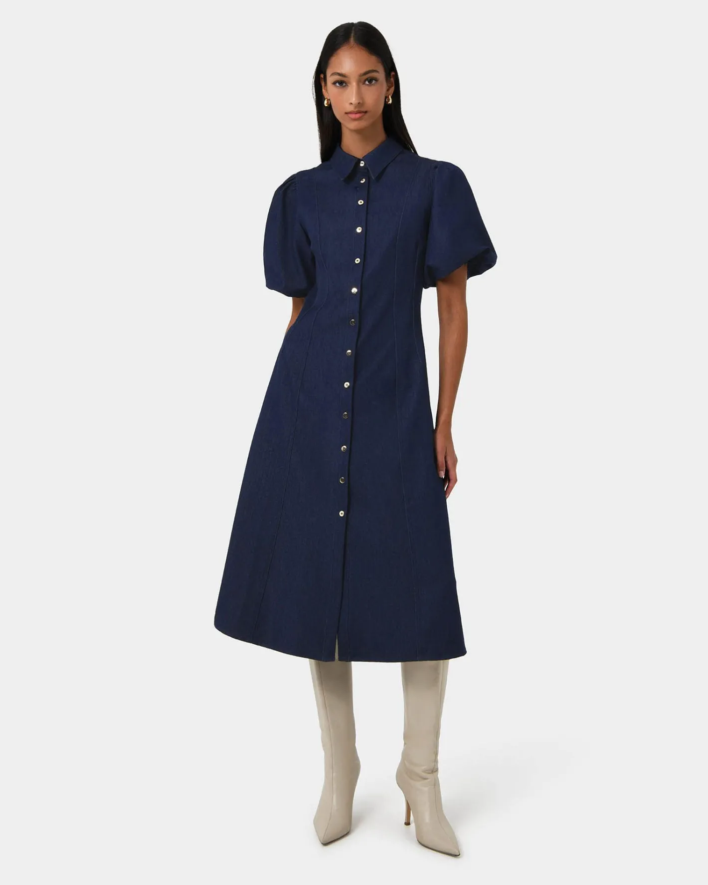 Forcast Ruka Midi Dress Dark Indigo Outlet
