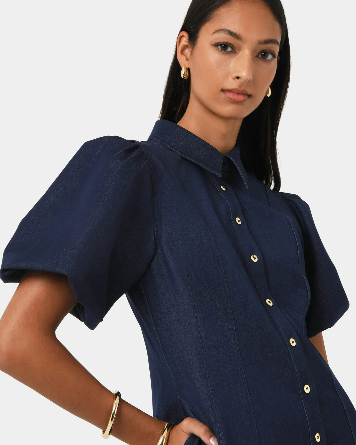 Forcast Ruka Midi Dress Dark Indigo Outlet