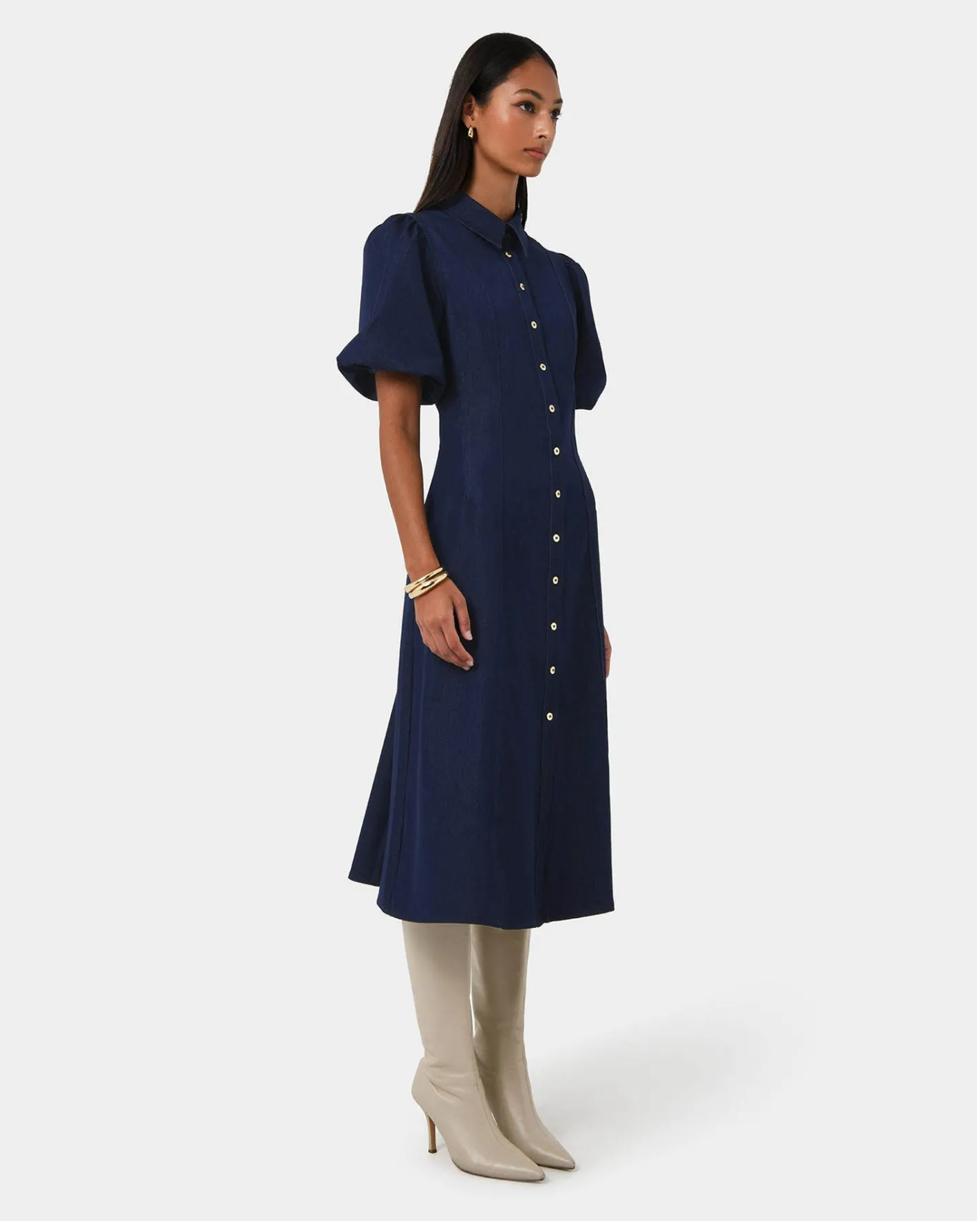 Forcast Ruka Midi Dress Dark Indigo Outlet
