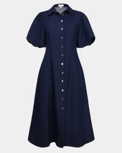 Forcast Ruka Midi Dress Dark Indigo Outlet
