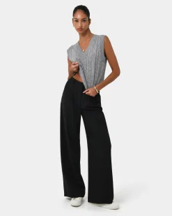 Forcast Rulia V-neck Knit Vest Grey Marle Hot
