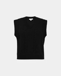 Forcast Rulia V-neck Knit Vest Black