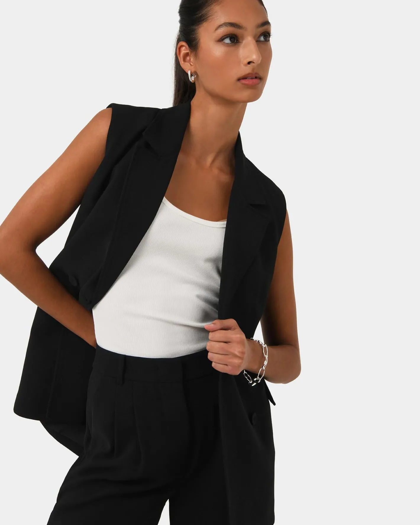 Forcast Rumy Double Breasted Vest Black Hot