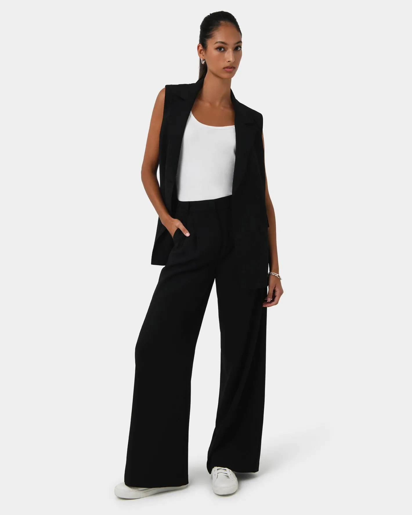 Forcast Rumy Double Breasted Vest Black Hot