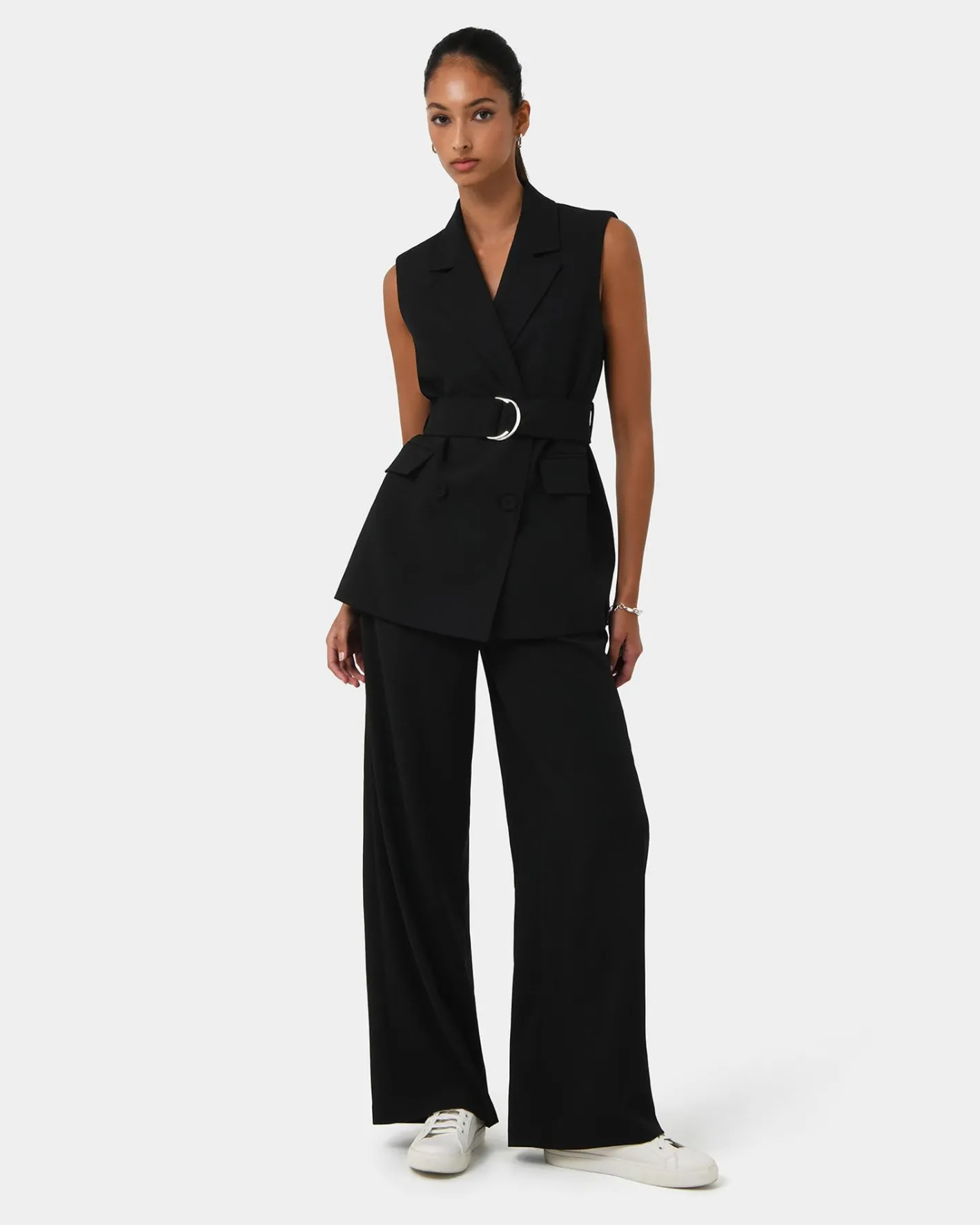 Forcast Rumy Double Breasted Vest Black Hot