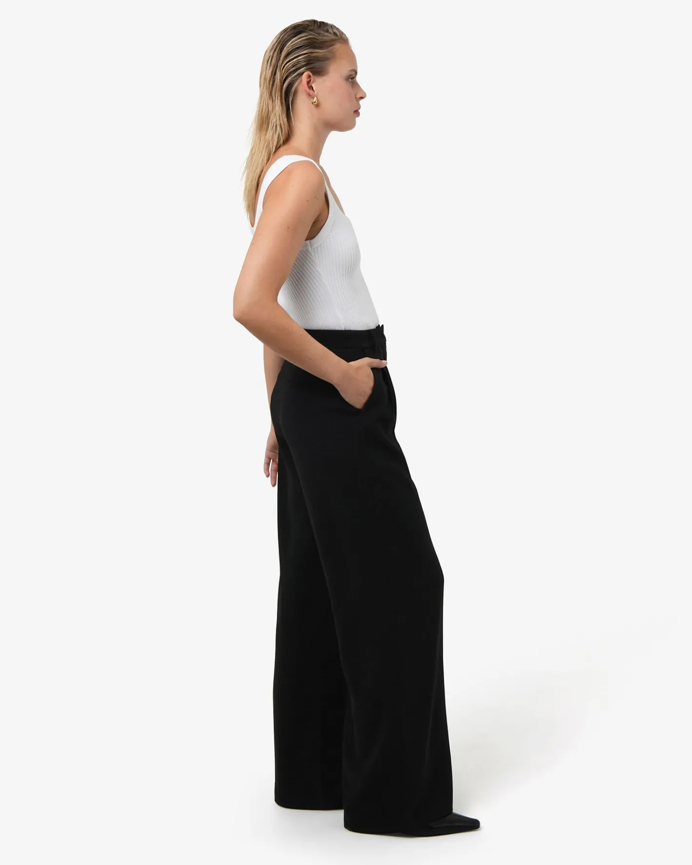 Forcast Rumy Wide Leg Tailored Pants Black