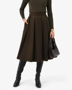 Forcast Ryan Pleated Midi Skirt Espresso Outlet