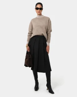 Forcast Ryan Pleated Midi Skirt Black Discount