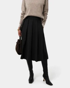 Forcast Ryan Pleated Midi Skirt Black Discount