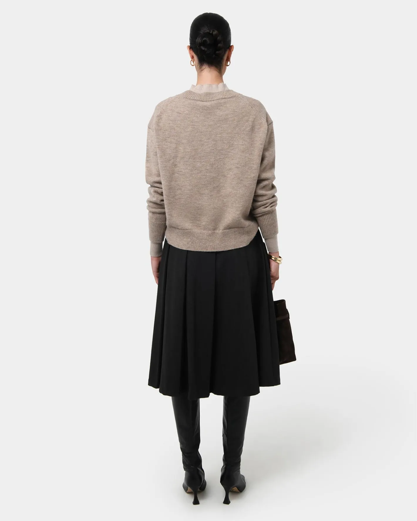 Forcast Ryan Pleated Midi Skirt Black Discount