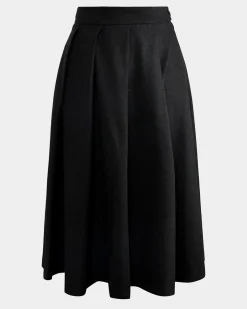Forcast Ryan Pleated Midi Skirt Black Discount