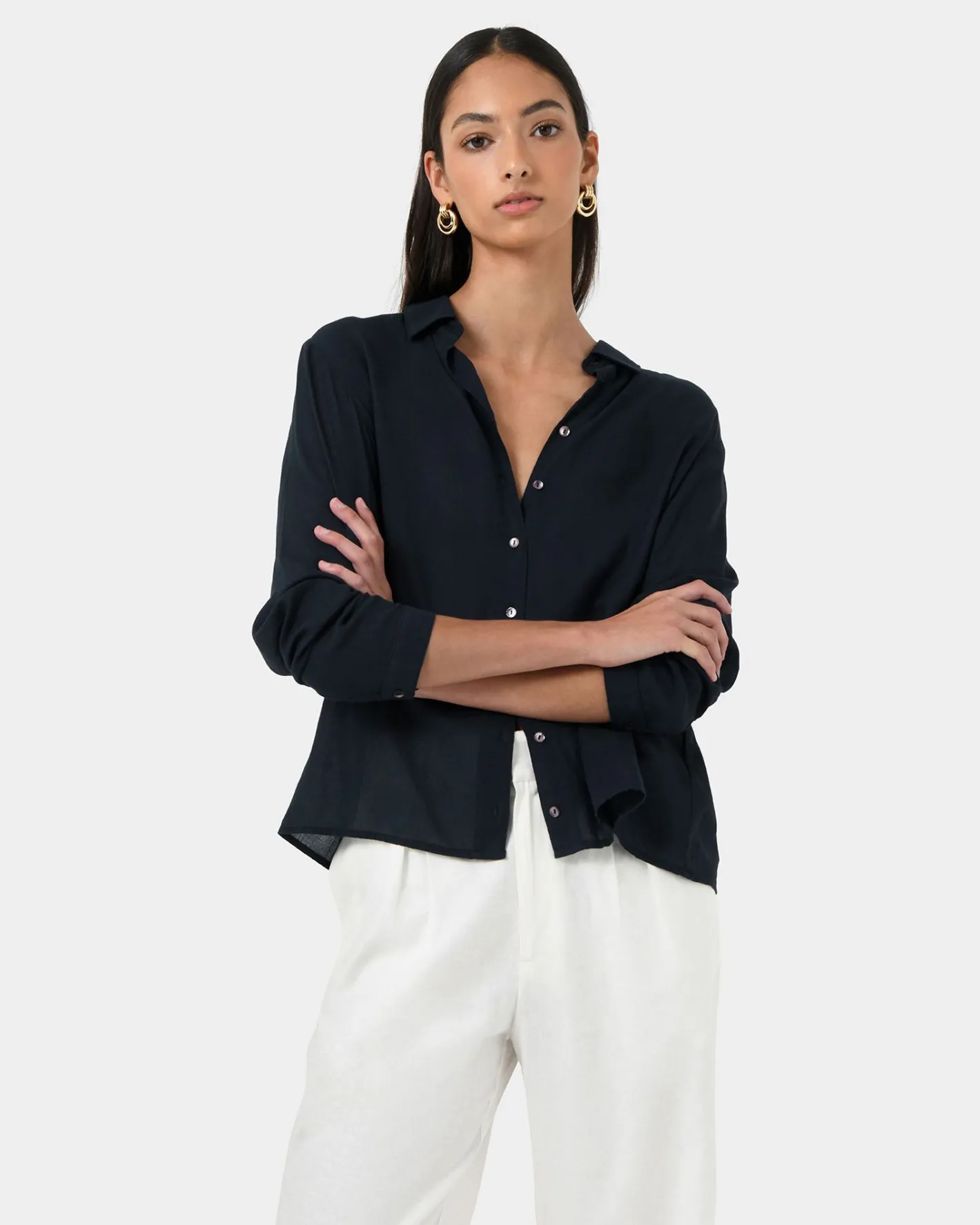 Forcast Rylie Shirt Navy Hot