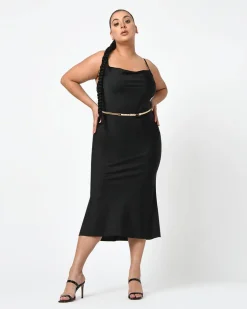 Forcast Safa Bias Slip Dress Black Best
