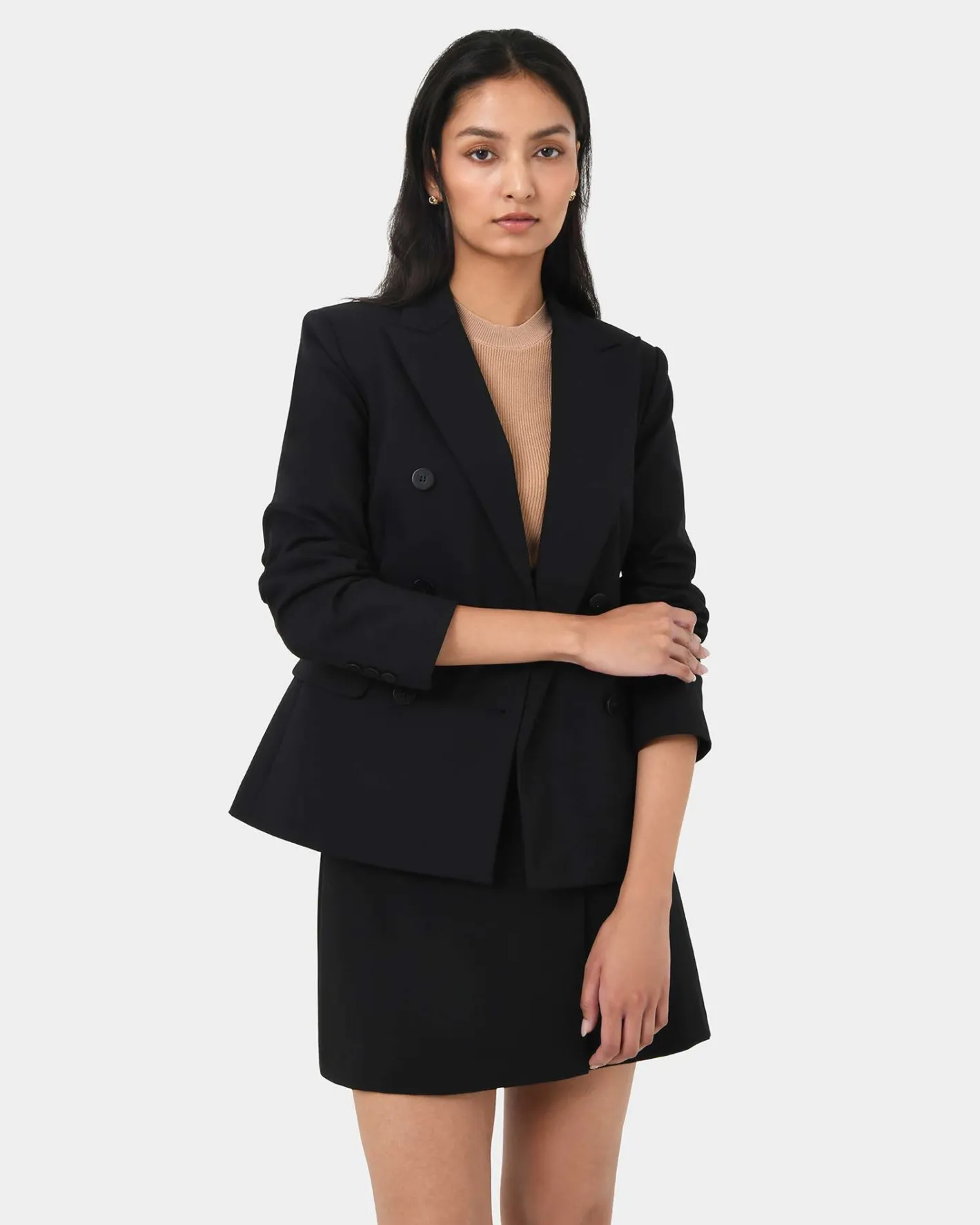 Forcast Safira Double Breasted Blazer Black Sale