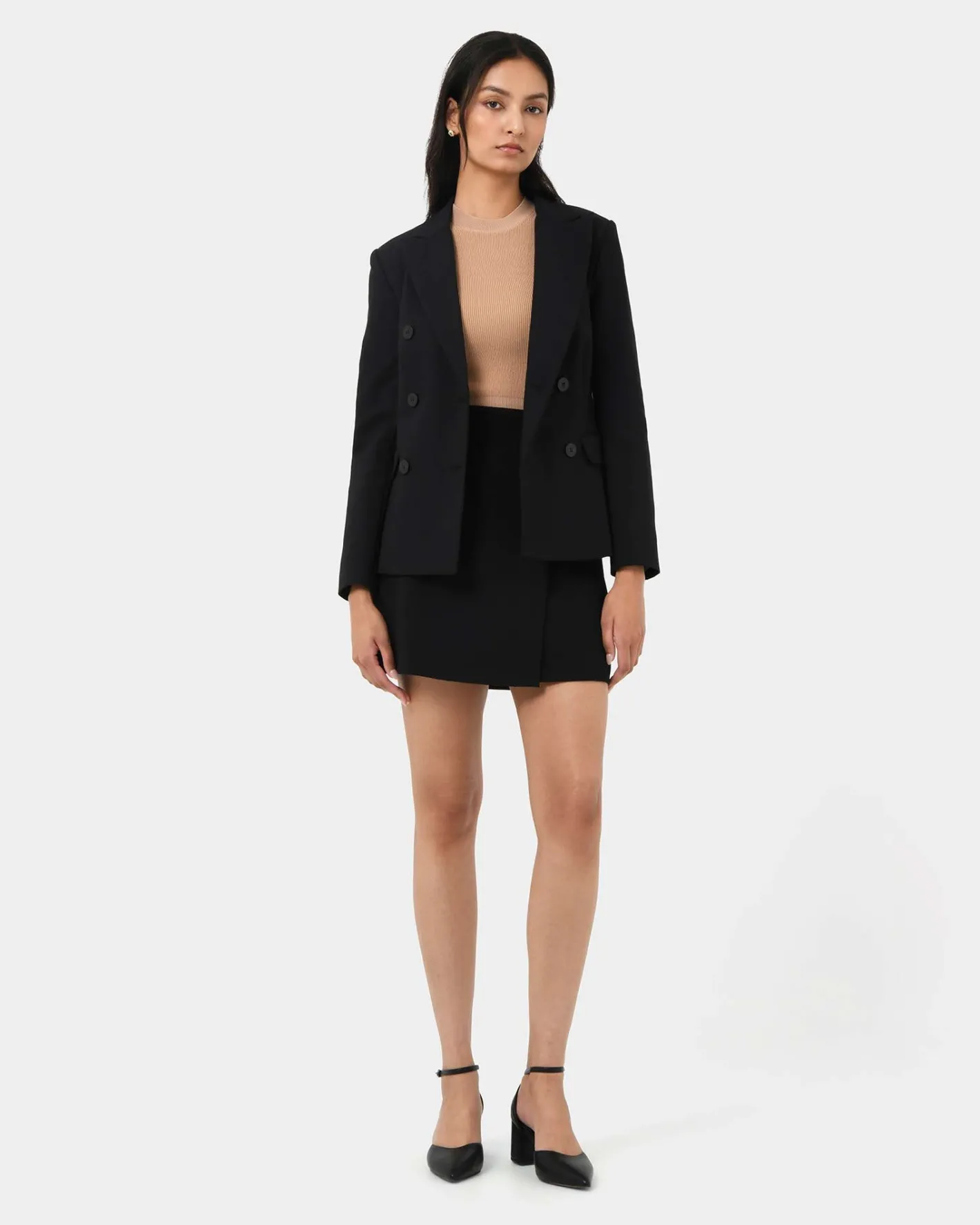 Forcast Safira Double Breasted Blazer Black Sale