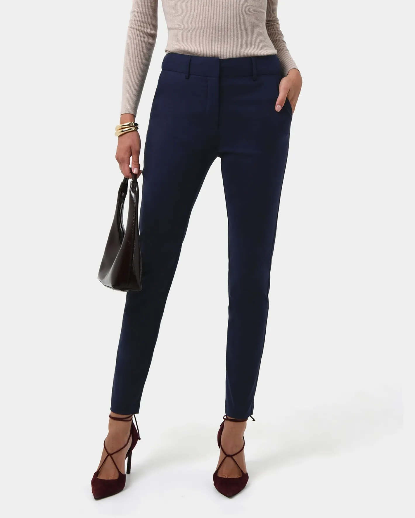 Forcast Safira High-waist Trousers Navy Clearance