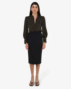 Forcast Safira Midi Pencil Skirt Black Discount
