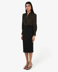 Forcast Safira Midi Pencil Skirt Black Discount
