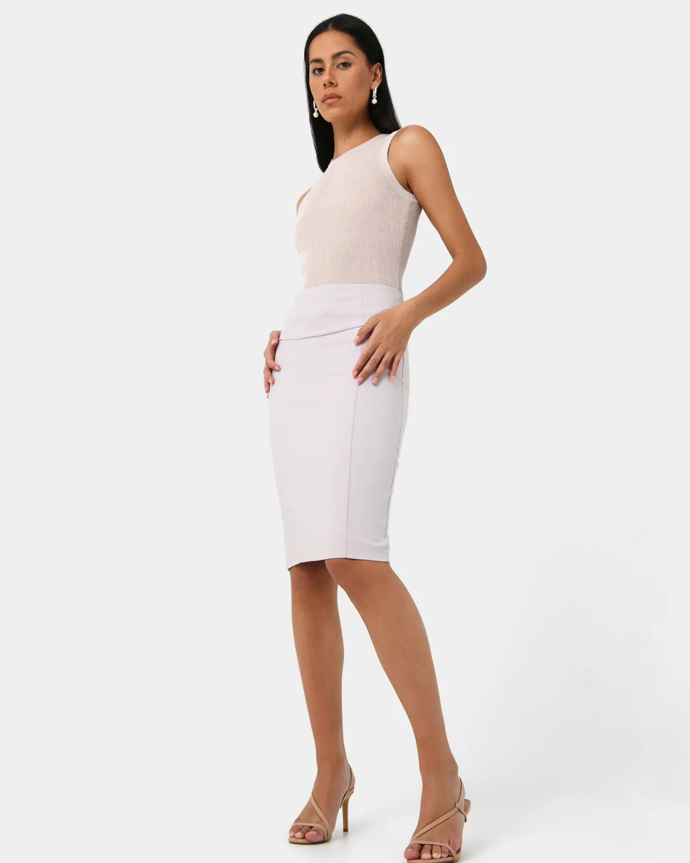 Forcast Safira Pencil Skirt Grey Hot