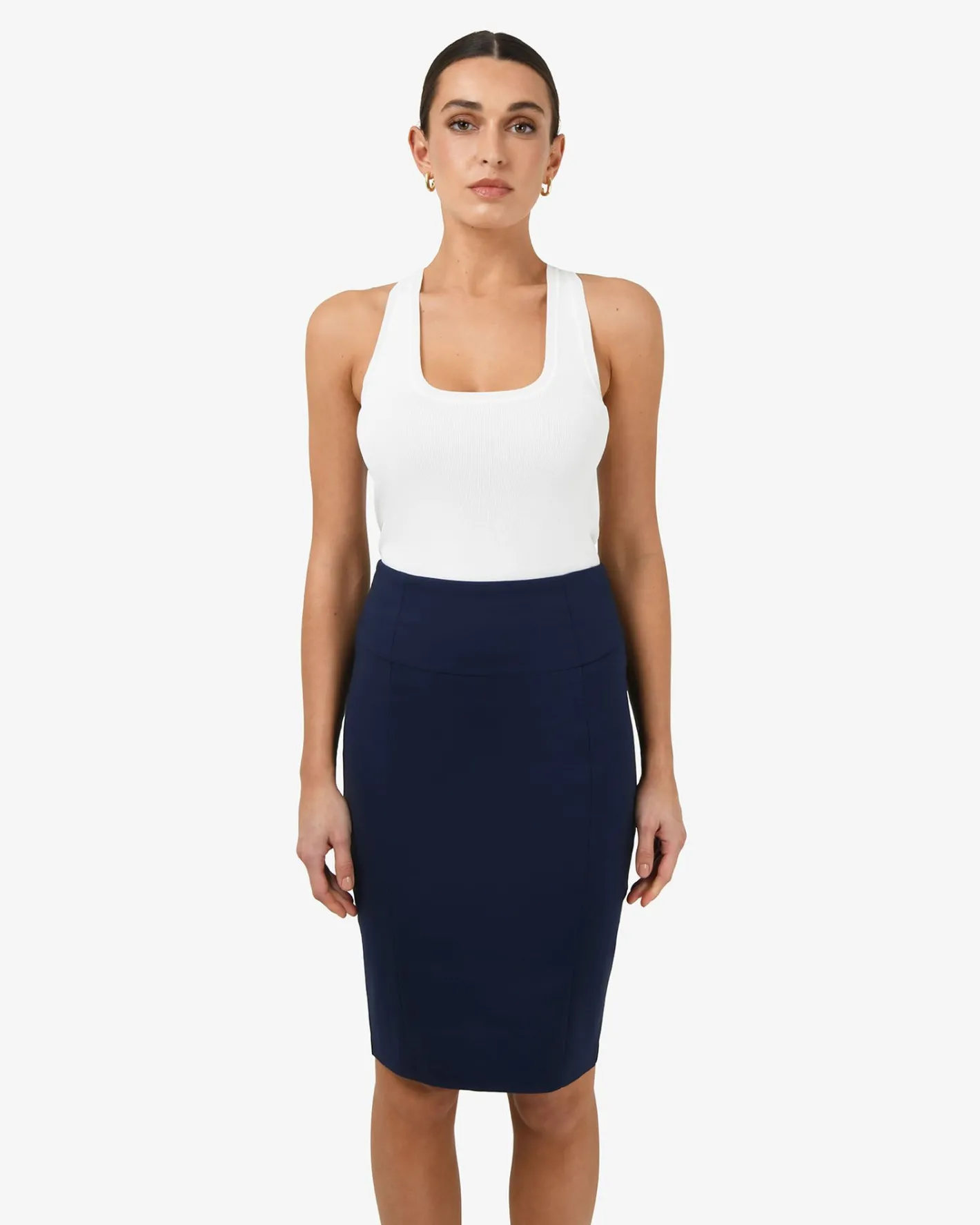 Forcast Safira Pencil Skirt Navy